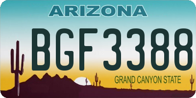 AZ license plate BGF3388