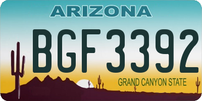 AZ license plate BGF3392