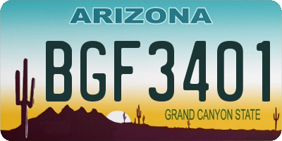 AZ license plate BGF3401