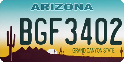 AZ license plate BGF3402