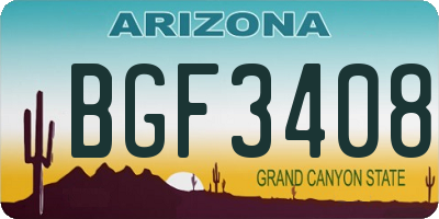 AZ license plate BGF3408