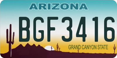 AZ license plate BGF3416