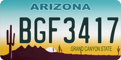 AZ license plate BGF3417