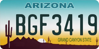 AZ license plate BGF3419