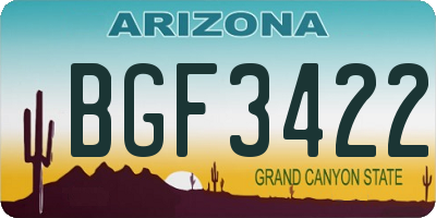 AZ license plate BGF3422