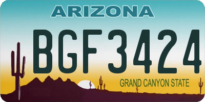 AZ license plate BGF3424