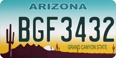 AZ license plate BGF3432