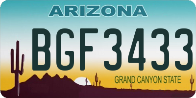 AZ license plate BGF3433