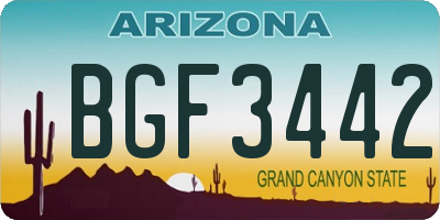AZ license plate BGF3442