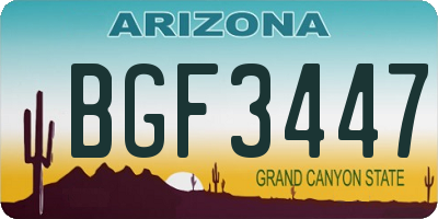 AZ license plate BGF3447