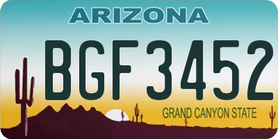 AZ license plate BGF3452