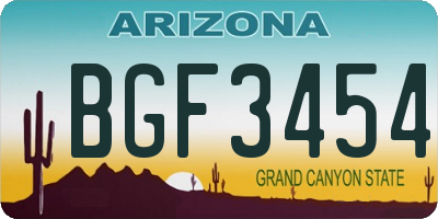 AZ license plate BGF3454