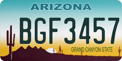 AZ license plate BGF3457