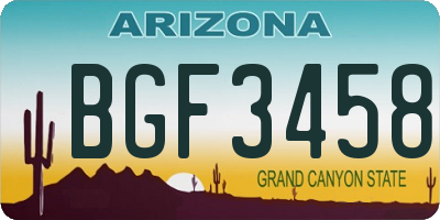 AZ license plate BGF3458