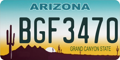 AZ license plate BGF3470