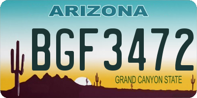 AZ license plate BGF3472
