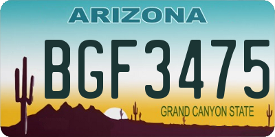 AZ license plate BGF3475