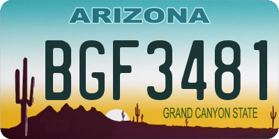 AZ license plate BGF3481