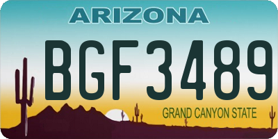 AZ license plate BGF3489