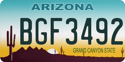 AZ license plate BGF3492