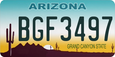 AZ license plate BGF3497