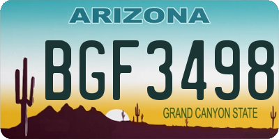 AZ license plate BGF3498