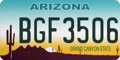 AZ license plate BGF3506
