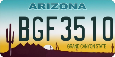 AZ license plate BGF3510