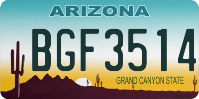 AZ license plate BGF3514