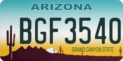 AZ license plate BGF3540