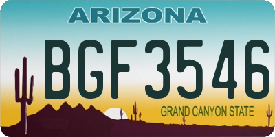 AZ license plate BGF3546