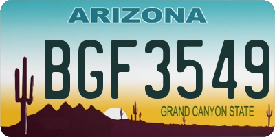AZ license plate BGF3549