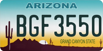 AZ license plate BGF3550