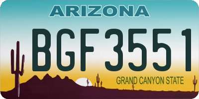AZ license plate BGF3551