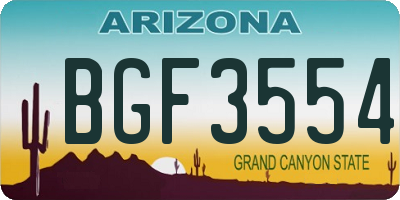 AZ license plate BGF3554