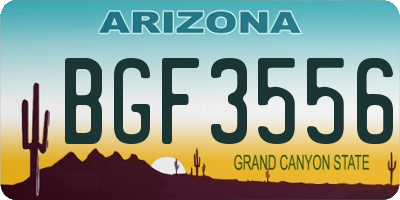 AZ license plate BGF3556