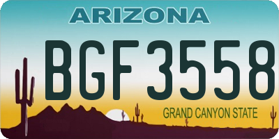 AZ license plate BGF3558