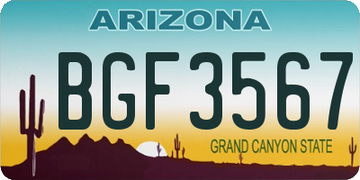 AZ license plate BGF3567