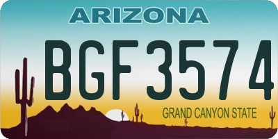AZ license plate BGF3574