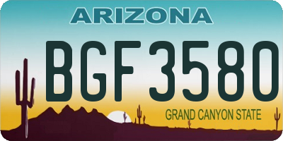 AZ license plate BGF3580