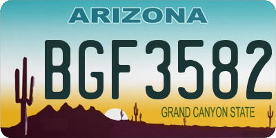 AZ license plate BGF3582