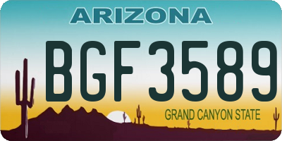 AZ license plate BGF3589