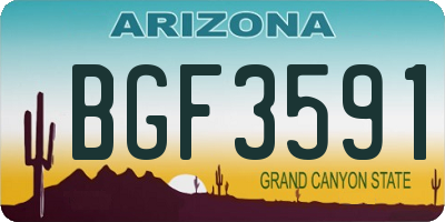 AZ license plate BGF3591