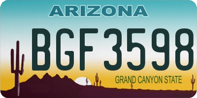 AZ license plate BGF3598