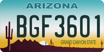 AZ license plate BGF3601