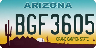 AZ license plate BGF3605