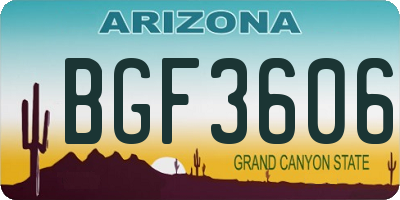 AZ license plate BGF3606