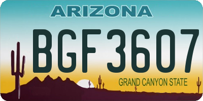 AZ license plate BGF3607