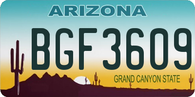 AZ license plate BGF3609
