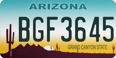 AZ license plate BGF3645
